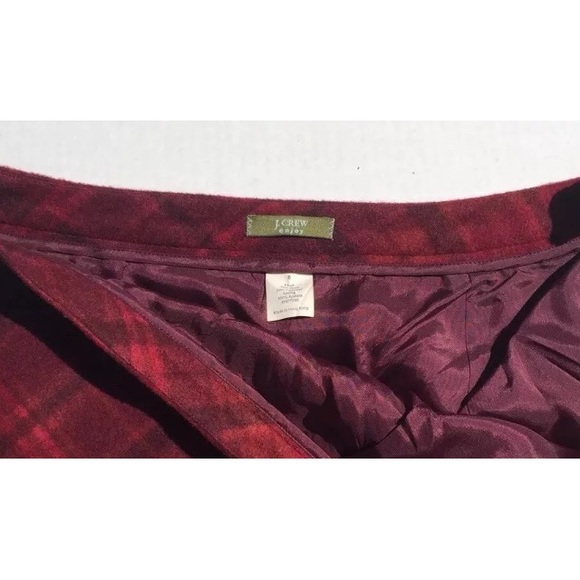 J.Crew enjoy Sz 8 Wool Blend red Lined Skirt Plaid - Picture 5 of 5